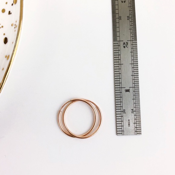 Rose Gold Minimalist Endless Hoop Earrings NEW - Picture 2 of 8
